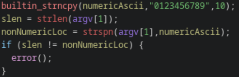 Image 5: Location of the numeric ASCII check in decompiled code.