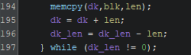 Image 9: Sanitized decompiled code to copy the decryption key to a buffer passed as a function parameter.