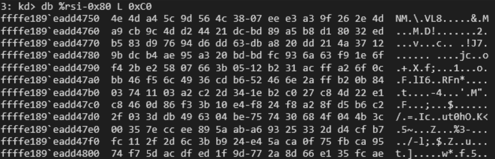 Image 11: Derived encryption keys using kernel-mode debugging.