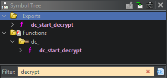 Image 6: Identification of the decryption function in dcapi.dll.