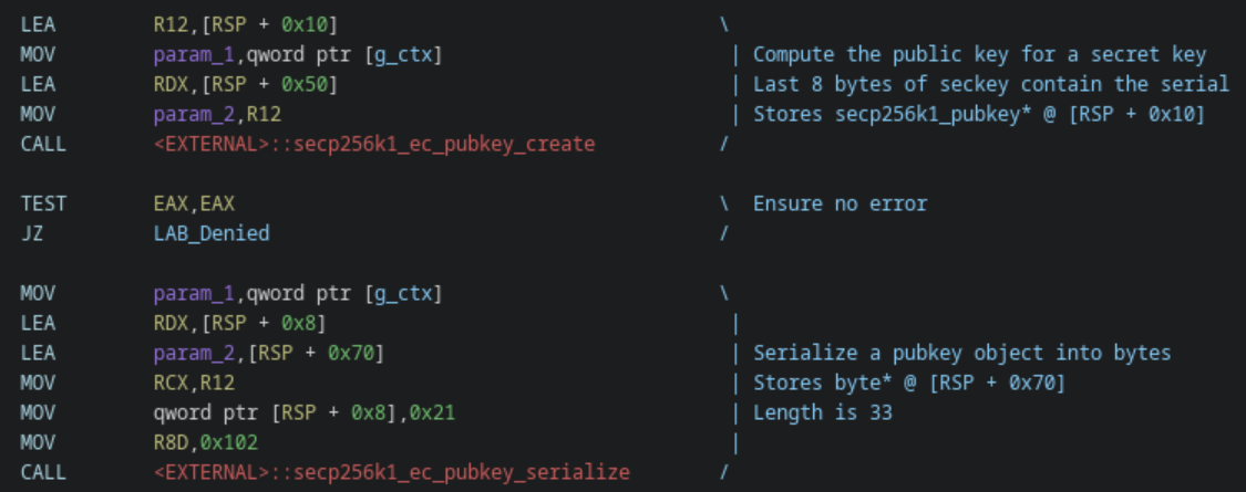 Image 3: Public key derivation process, using the serial as a secret key.