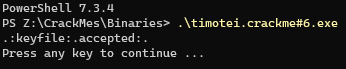 Image 5: Success message from the successfully cracked CrackMe.
